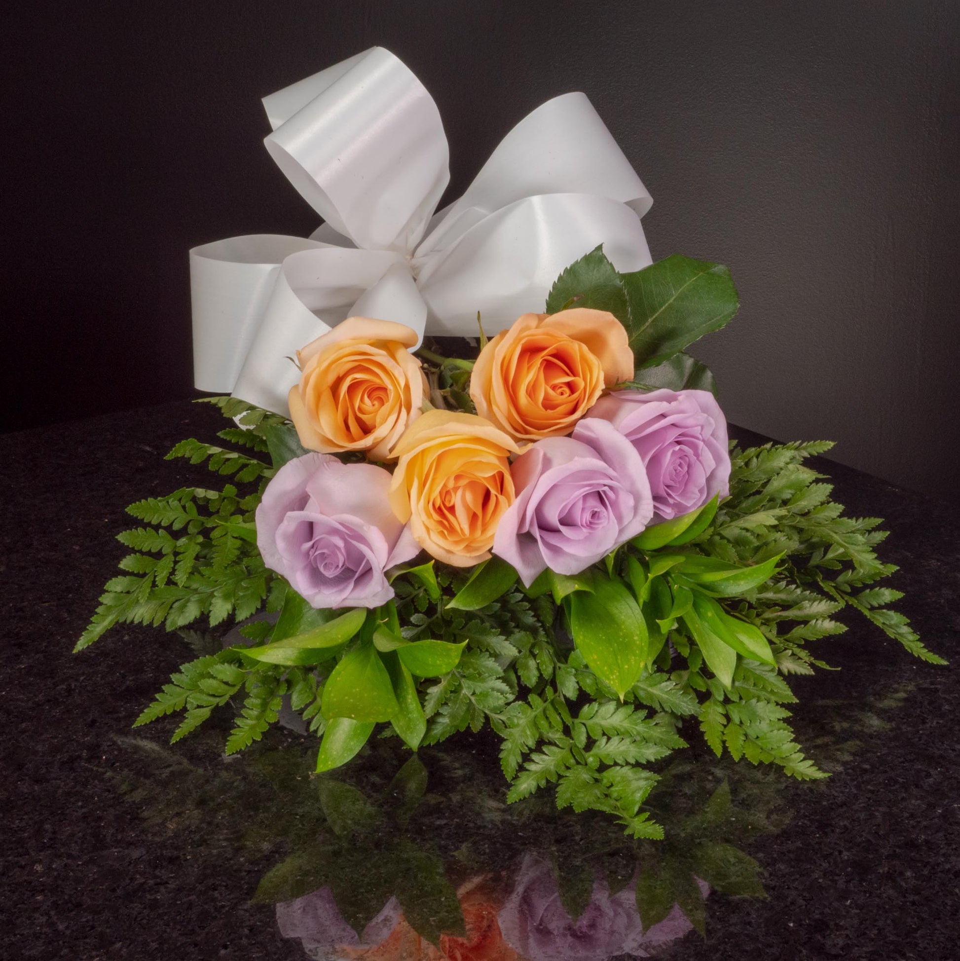 Peach Lavender Roses 6 Roses / Hand-Tied / Basic